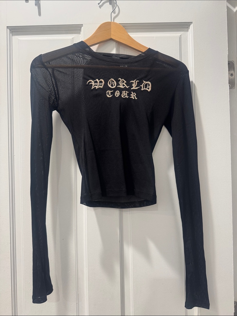 Ksubi Black Sheer 'WORLD TOUR' Long Sleeve Mesh Top